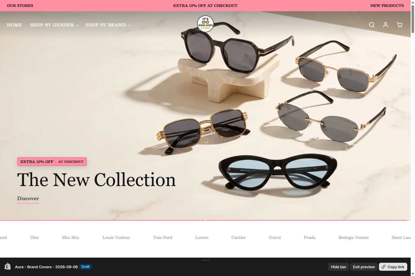 ITIS Sunglasses desktop storefront