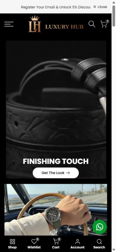 Luxury Hub mobile storefront